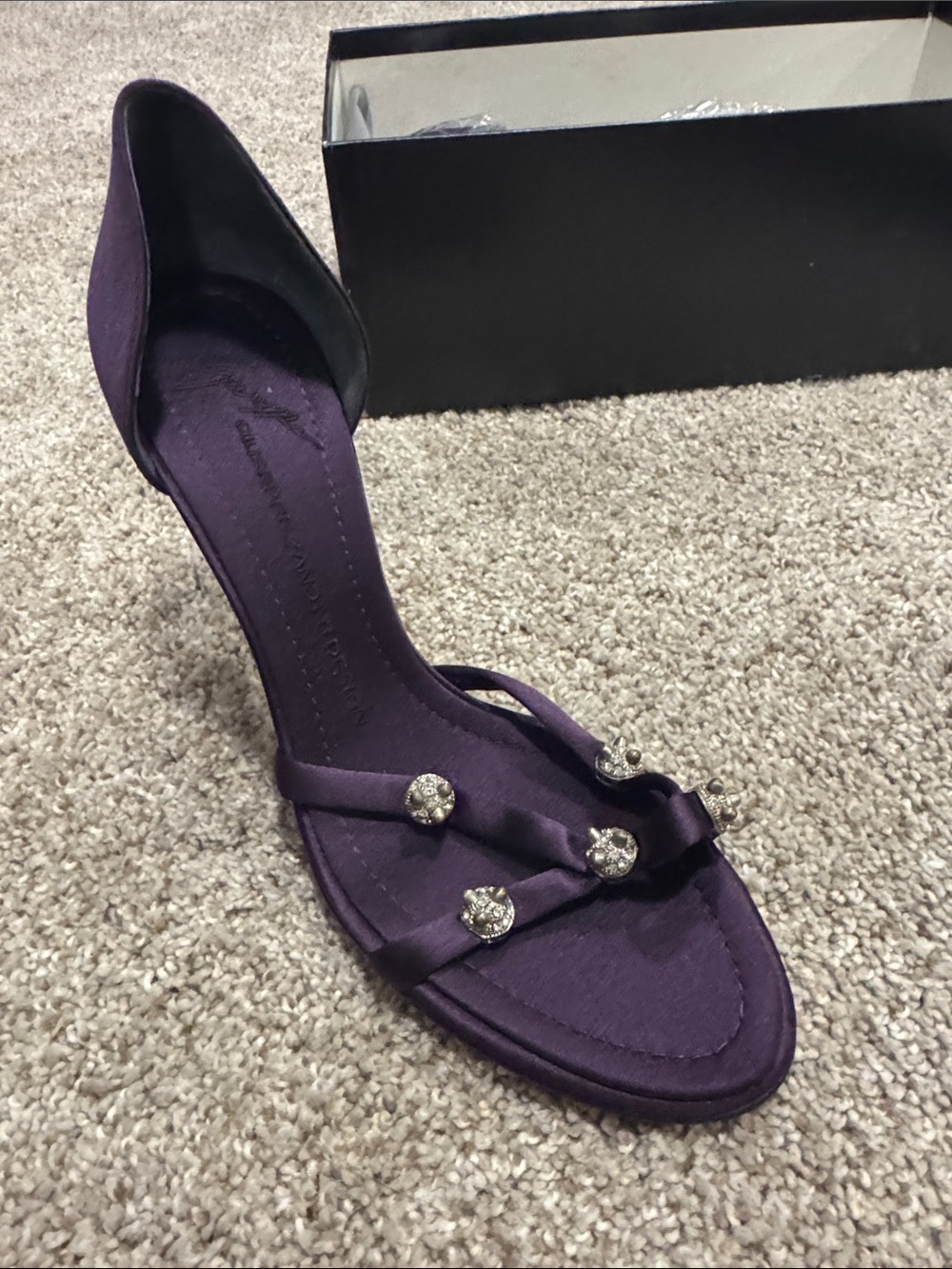 Giuseppe Zanotti Purple Satin Jeweled D'Orsay Heels - Picture 3 of 5
